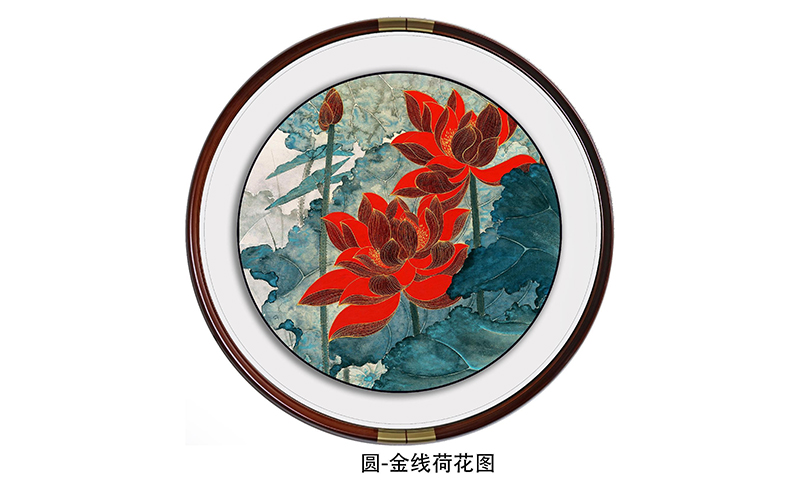 金线荷花图